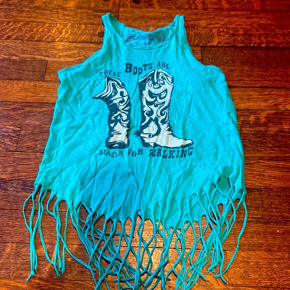 Rowdy Sprout tank with fringe, size 6